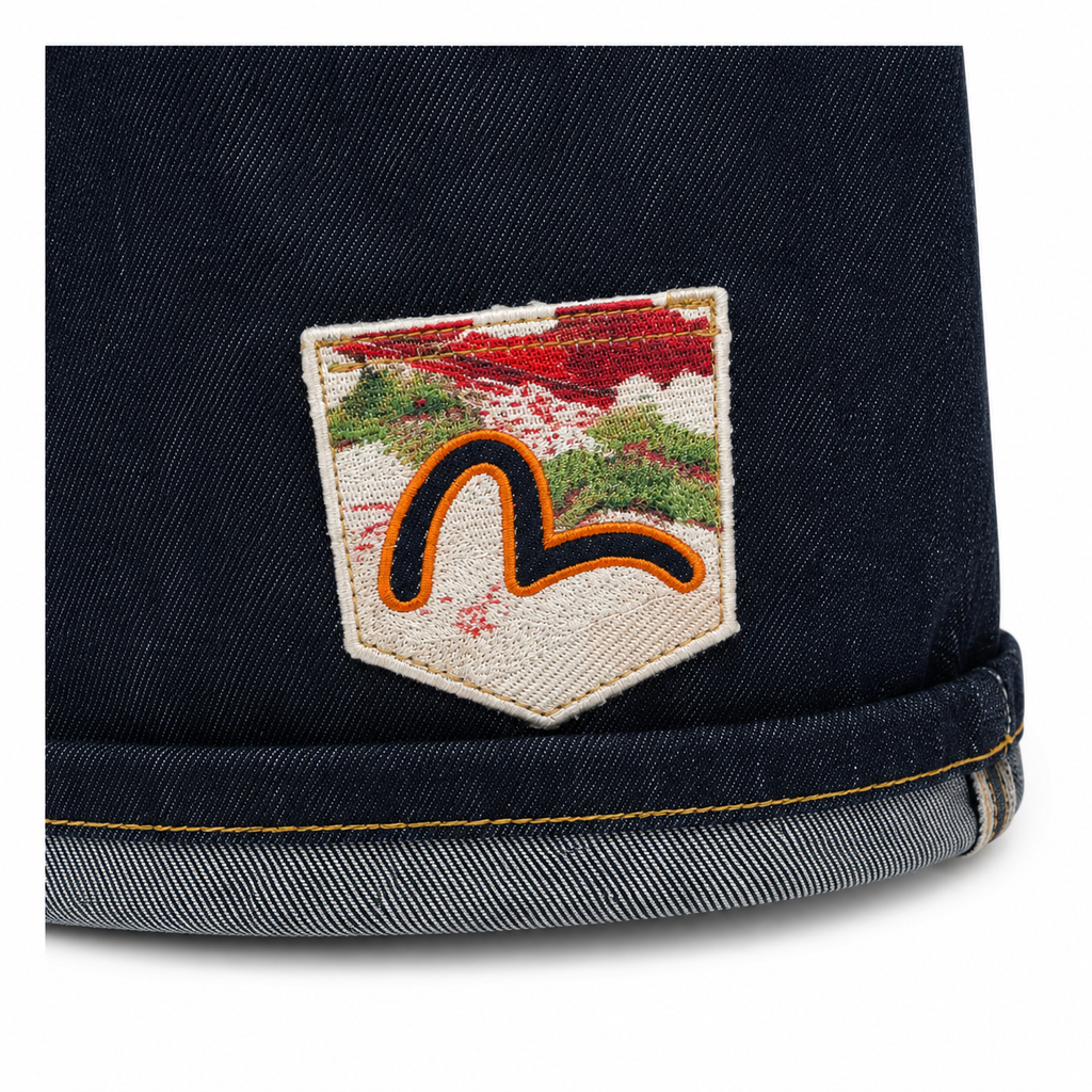 EVISU "Multi-Pocket Embroidered" Denim Shorts