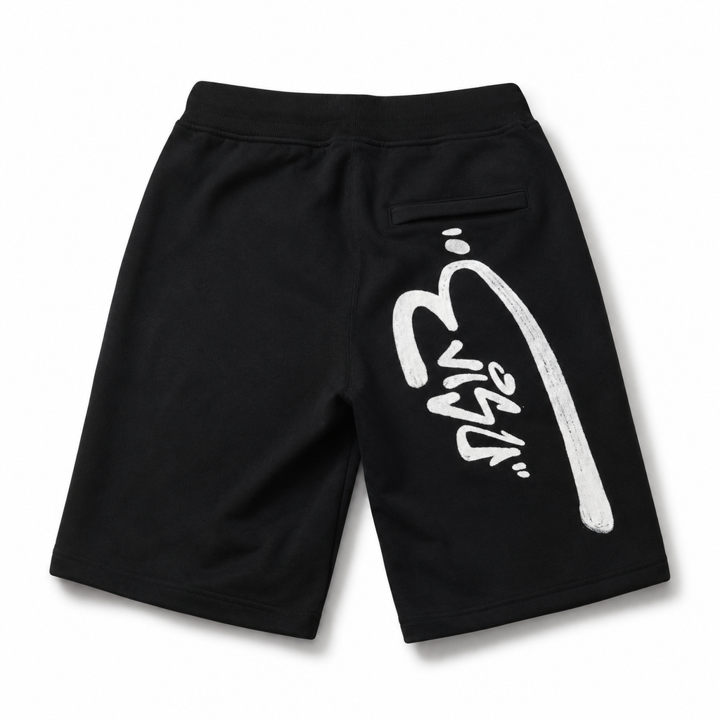 EVISU "Hand-Brushed Big M" Print Athletic Shorts