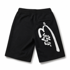 EVISU "Hand-Brushed Big M" Print Athletic Shorts