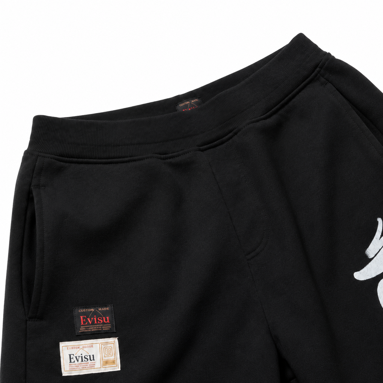 EVISU "Hand-Brushed Big M" Print Athletic Shorts