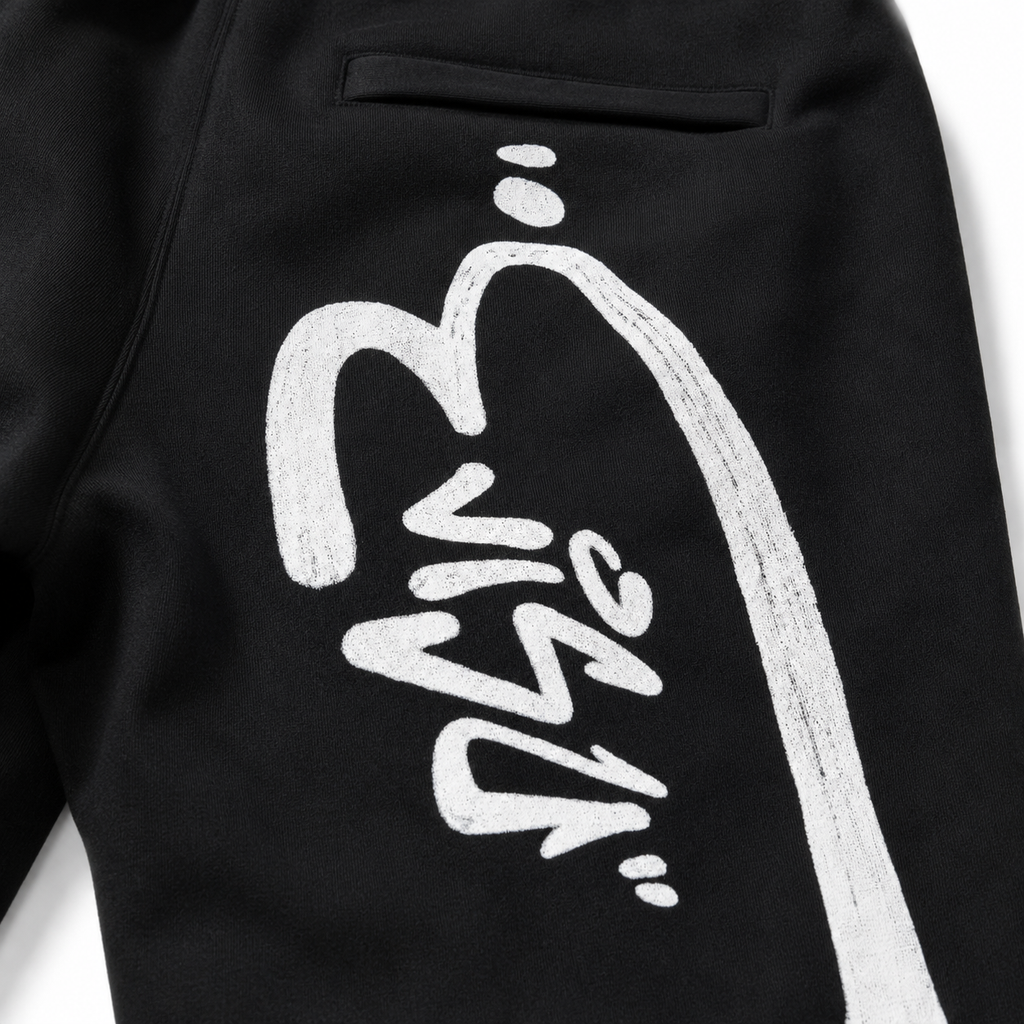 EVISU "Hand-Brushed Big M" Print Athletic Shorts