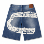 EVISU "Big M Print" Denim Shorts
