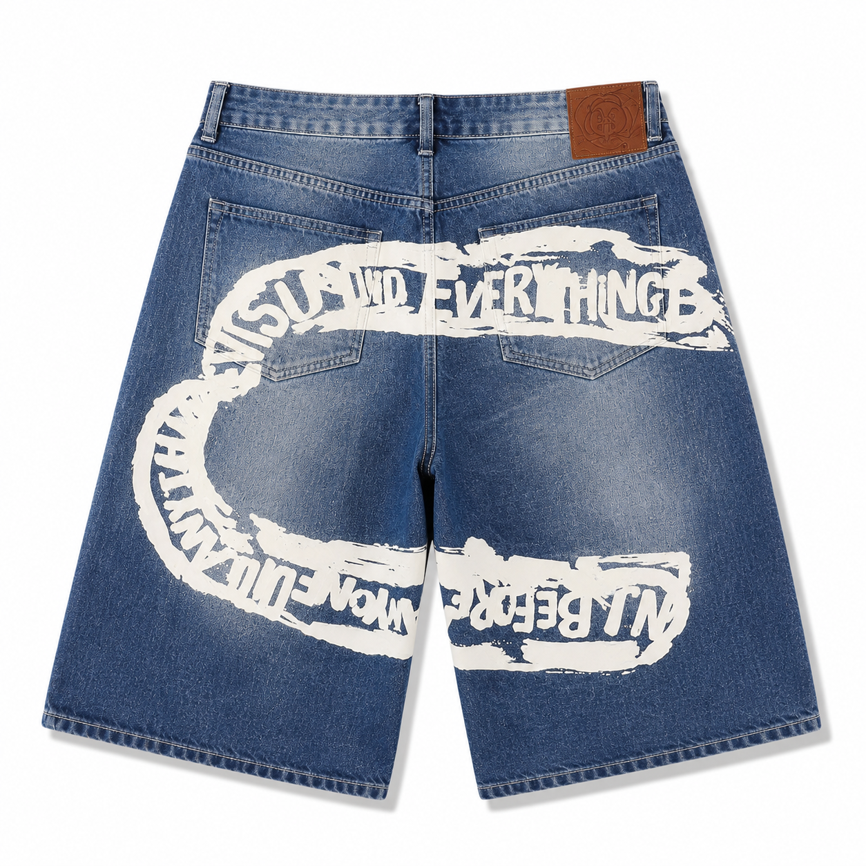 EVISU "Big M Print" Denim Shorts