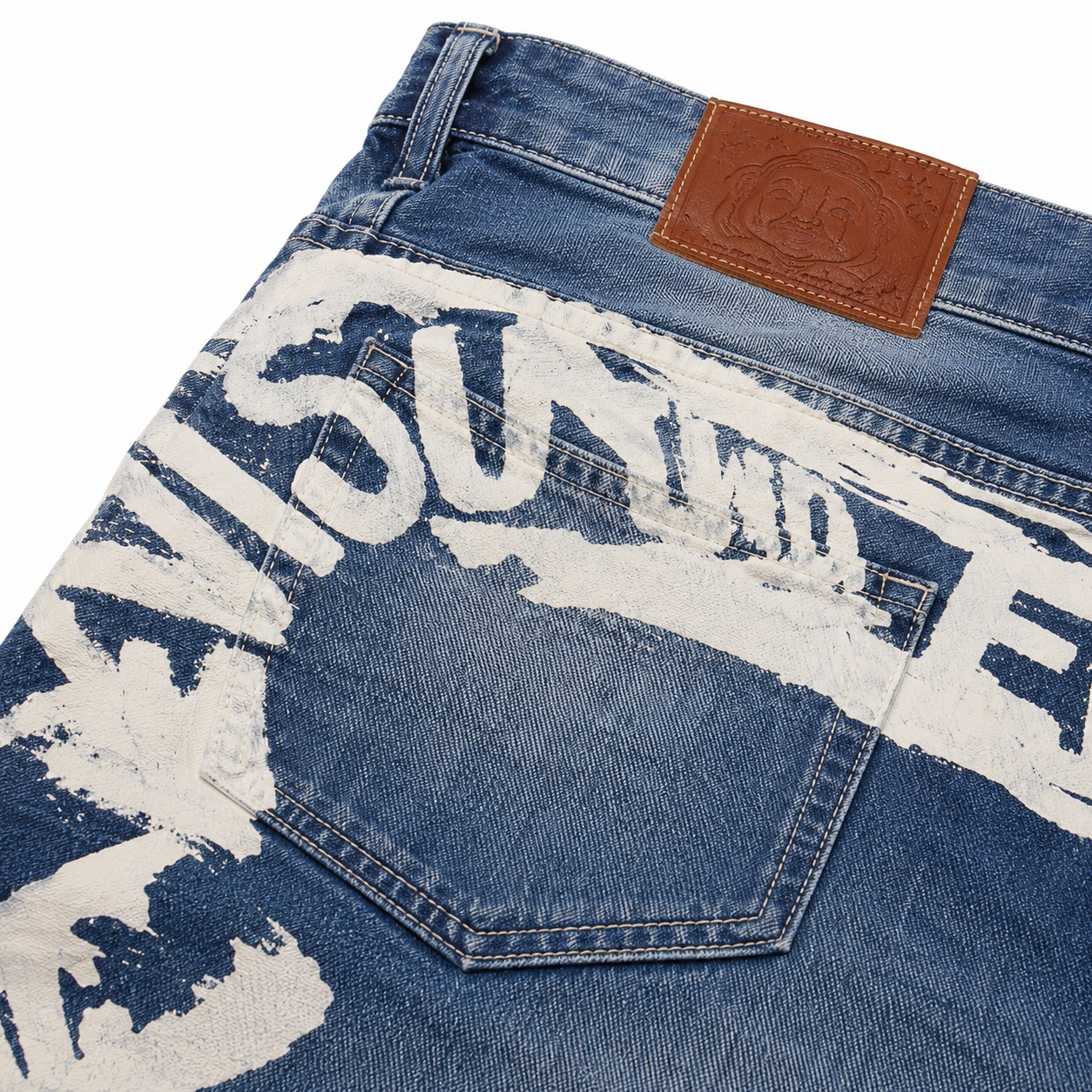 EVISU "Big M Print" Denim Shorts