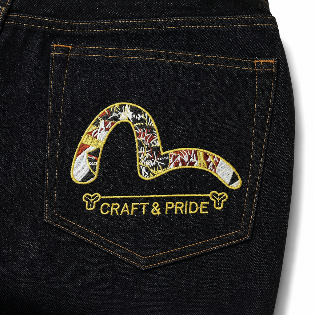 EVISU "Small M Embroidery" Denim Shorts