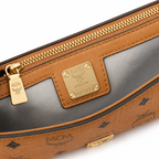 MCM Tracy Visetos Chain Envelope Bag – Cognac Monogram, Gold Lock, Mini Crossbody