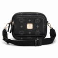 MCM Klassik Visetos Mini Camera Bag – Black Monogram, Adjustable Strap, Unisex Crossbody