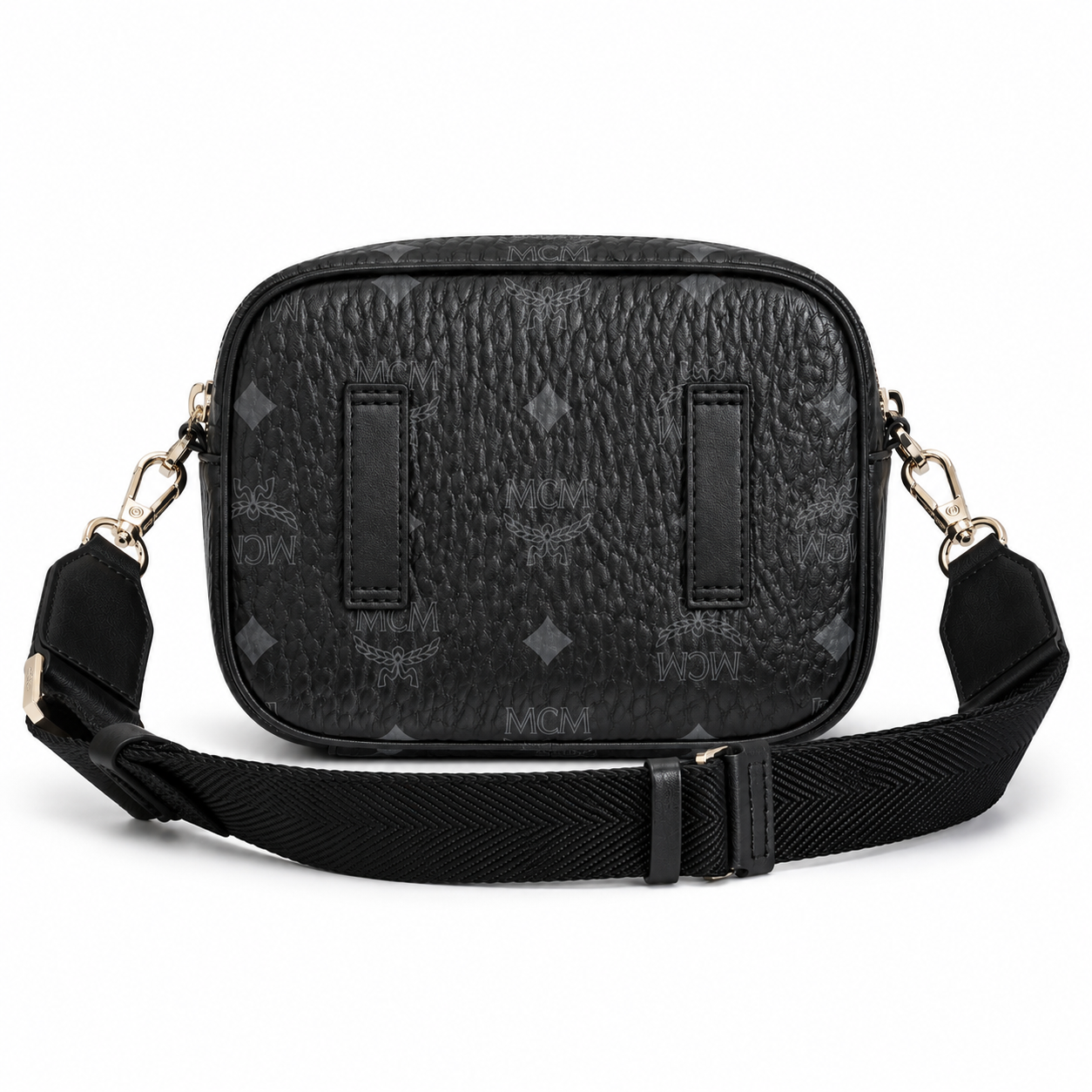 MCM Klassik Visetos Mini Camera Bag – Black Monogram, Adjustable Strap, Unisex Crossbody