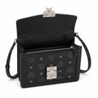 MCM Klassik Visetos Flap Crossbody Bag – Black Monogram, Silver Push-Lock, Small