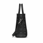 MCM München Visetos Small Tote Bag – Black Monogram, Leather Corners, 3-Way Wear