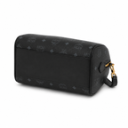 MCM Ella Boston Visetos Small Bag – Black Monogram, Gold Padlock, 3-Way Wear