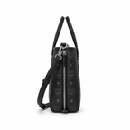 MCM Shopper Visetos Mini Tote – Black Monogram, Silver Plate, All Black