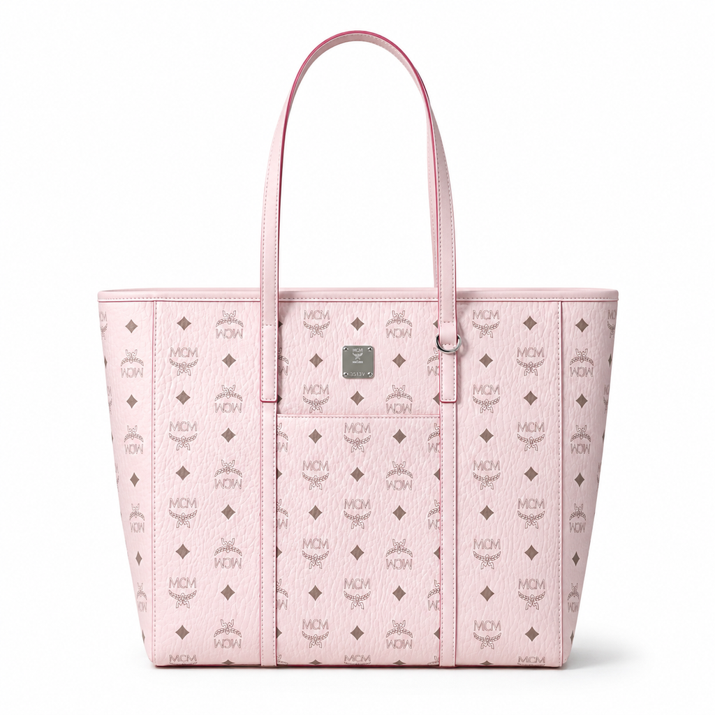 MCM Toni Visetos Medium Tote – Soft Pink Monogram, Silver Plate, MWPAATN03