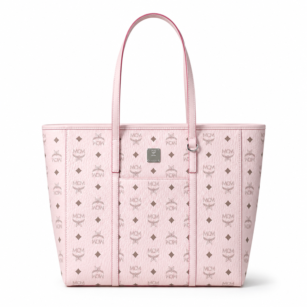 MCM Toni Visetos Medium Tote – Soft Pink Monogram, Silver Plate, MWPAATN03