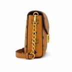 MCM Patricia Visetos Chain Flap Bag – Small, Cognac Monogram, Gold Hardware