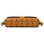 MCM Patricia Visetos Chain Flap Bag – Small, Cognac Monogram, Gold Hardware