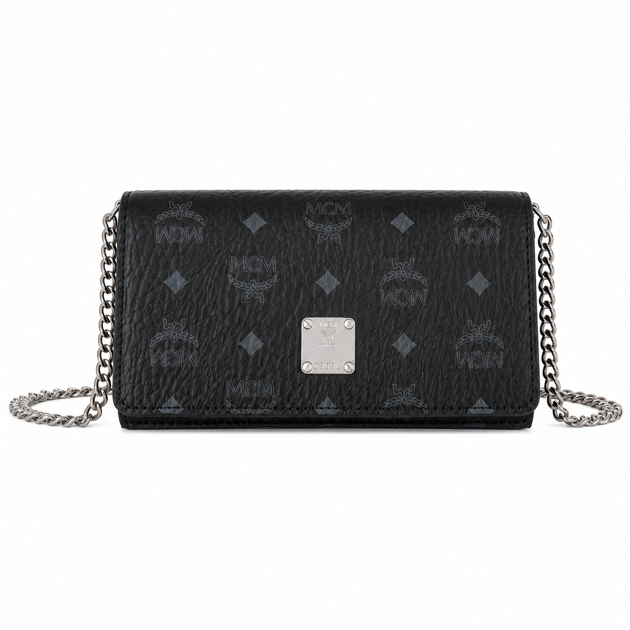 MCM Patricia Visetos Chain Flap Bag – Small, Cognac Monogram, Gold Hardware