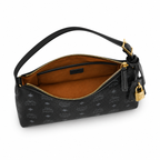 MCM Aren Visetos Hobo Bag – Black Monogram, Gold Padlock, Adjustable Strap