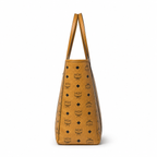MCM Toni Visetos Tote Bag – Medium Cognac Monogram, Gold Plaque, Leather Handles