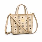 MCM Toni Visetos Mini Shopper Tote – Beige Monogram, Gold Plate, MWPAATN04