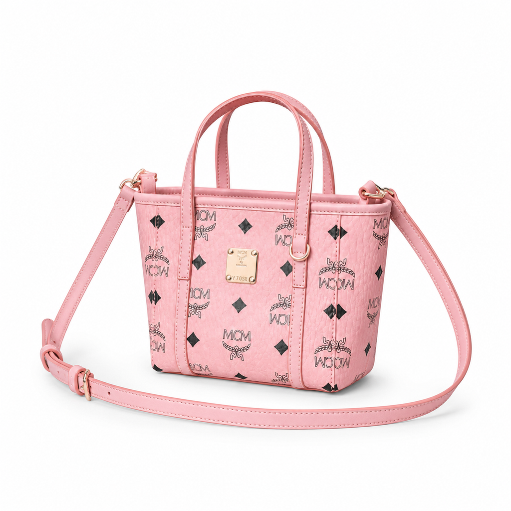 MCM Toni Visetos Mini Tote Bag – Pink Monogram, Gold Hardware, MWPFSMT03