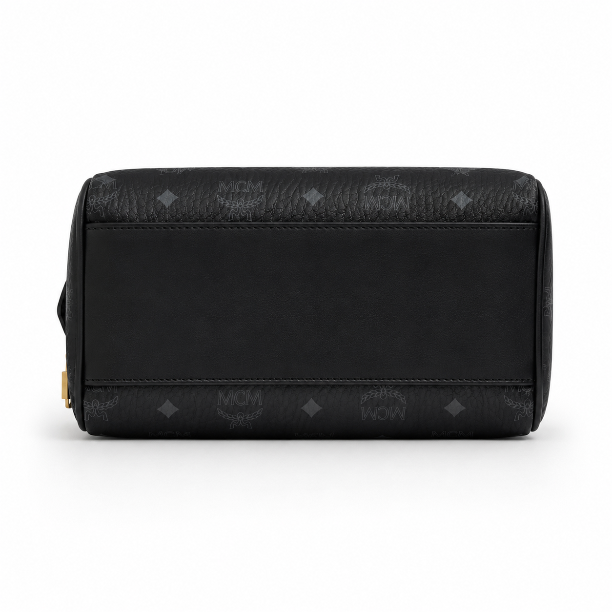 MCM Ella Visetos Small Boston Bag – Black Monogram, Padlock, MWBESEA02