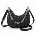 MCM AREN Visetos Hobo Bag – Black Monogram, Chain Detail, MWHFSTA10