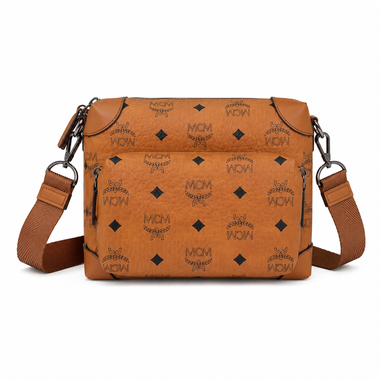 MCM Patricia Visetos Crossbody Bag Set – Cognac Monogram, Pouch, MWRAAPA