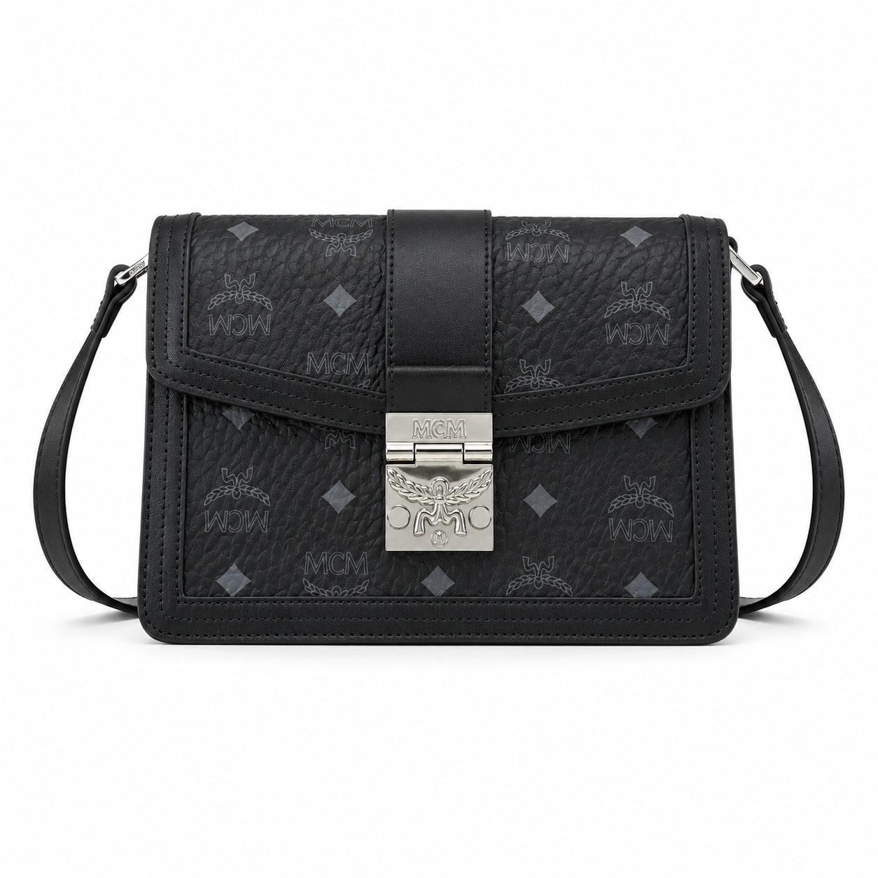 MCM Anais Visetos Small Flap Bag – Black Monogram, Silver Hardware, MWH6SIA20