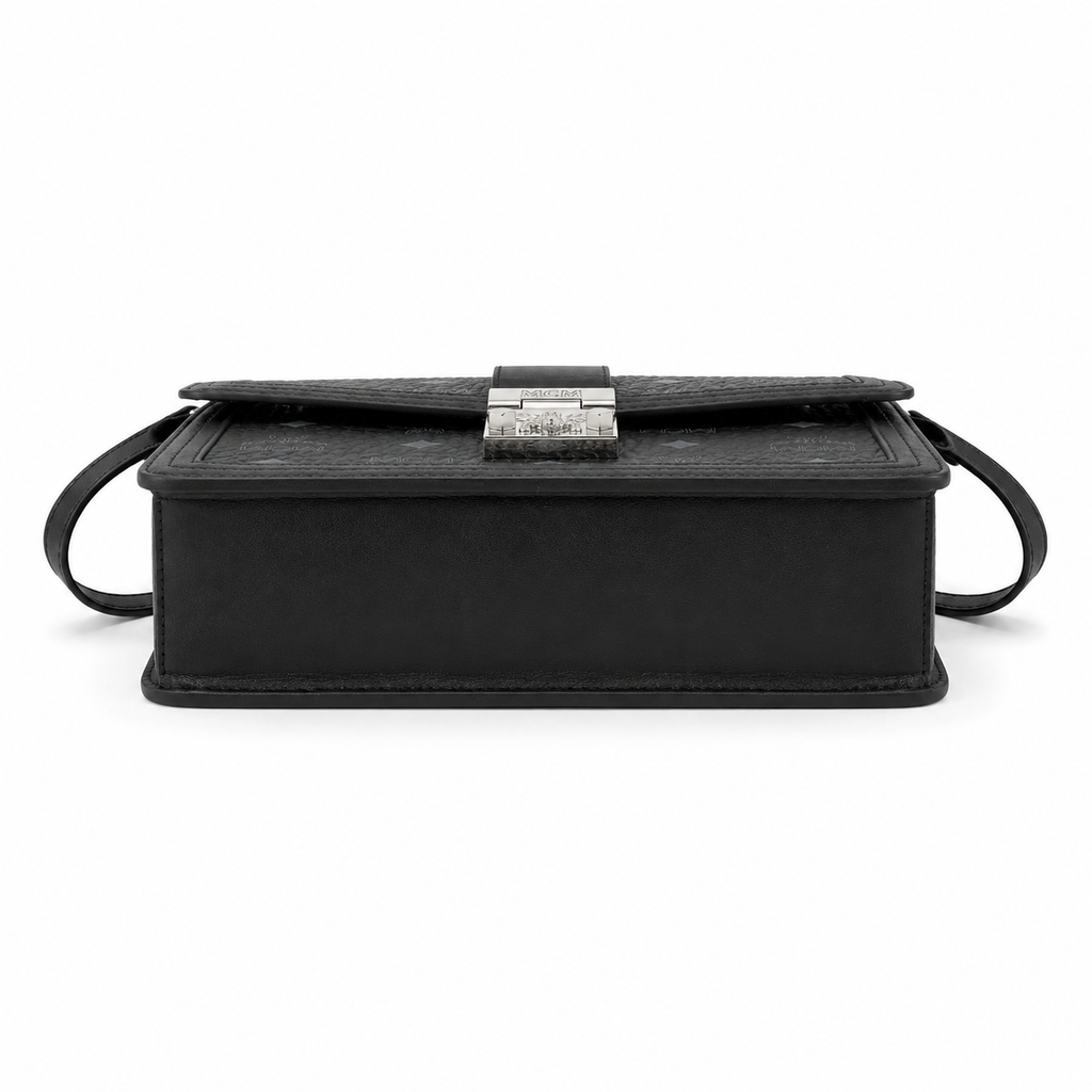 MCM Anais Visetos Small Flap Bag – Black Monogram, Silver Hardware, MWH6SIA20