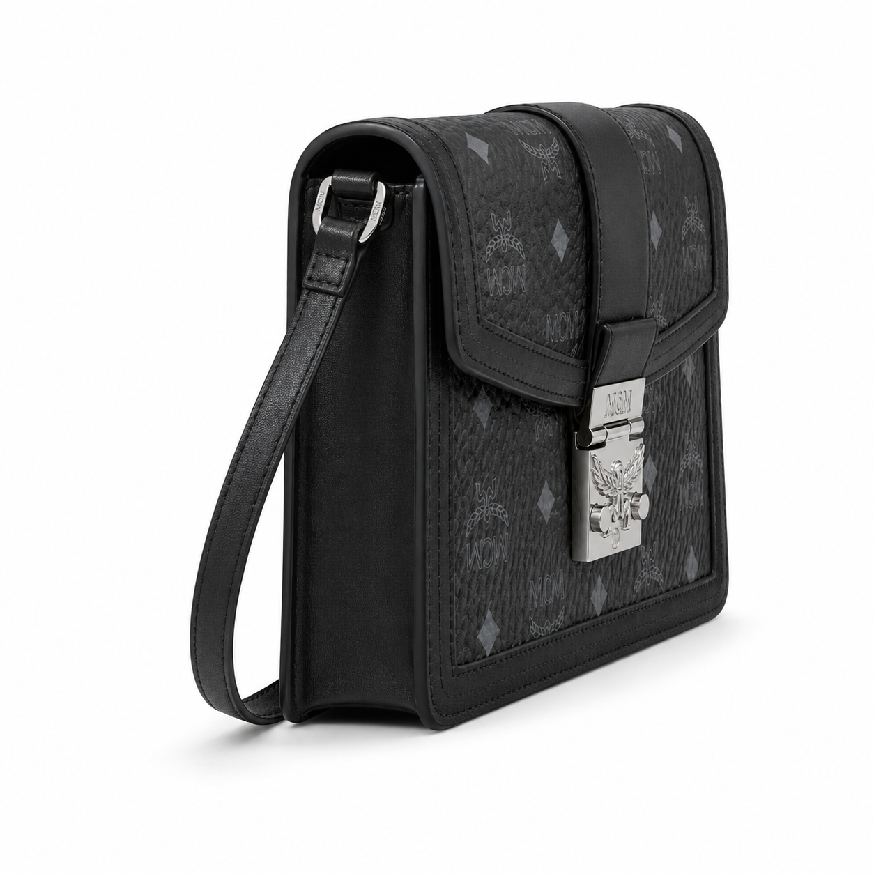 MCM Anais Visetos Small Flap Bag – Black Monogram, Silver Hardware, MWH6SIA20