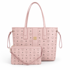 MCM Liz Visetos Medium Tote Bag – Soft Pink, Reversible, Pouch, MWPAAVI02