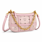 MCM Aren Visetos Mini Chain Bag – Light Pink, Gold Chain & Leather Strap