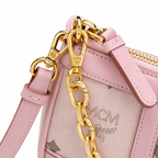MCM Aren Visetos Mini Chain Bag – Light Pink, Gold Chain & Leather Strap