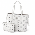 MCM Liz Visetos Medium Tote Bag – White, Reversible, Pouch, MWPAAVI02WT