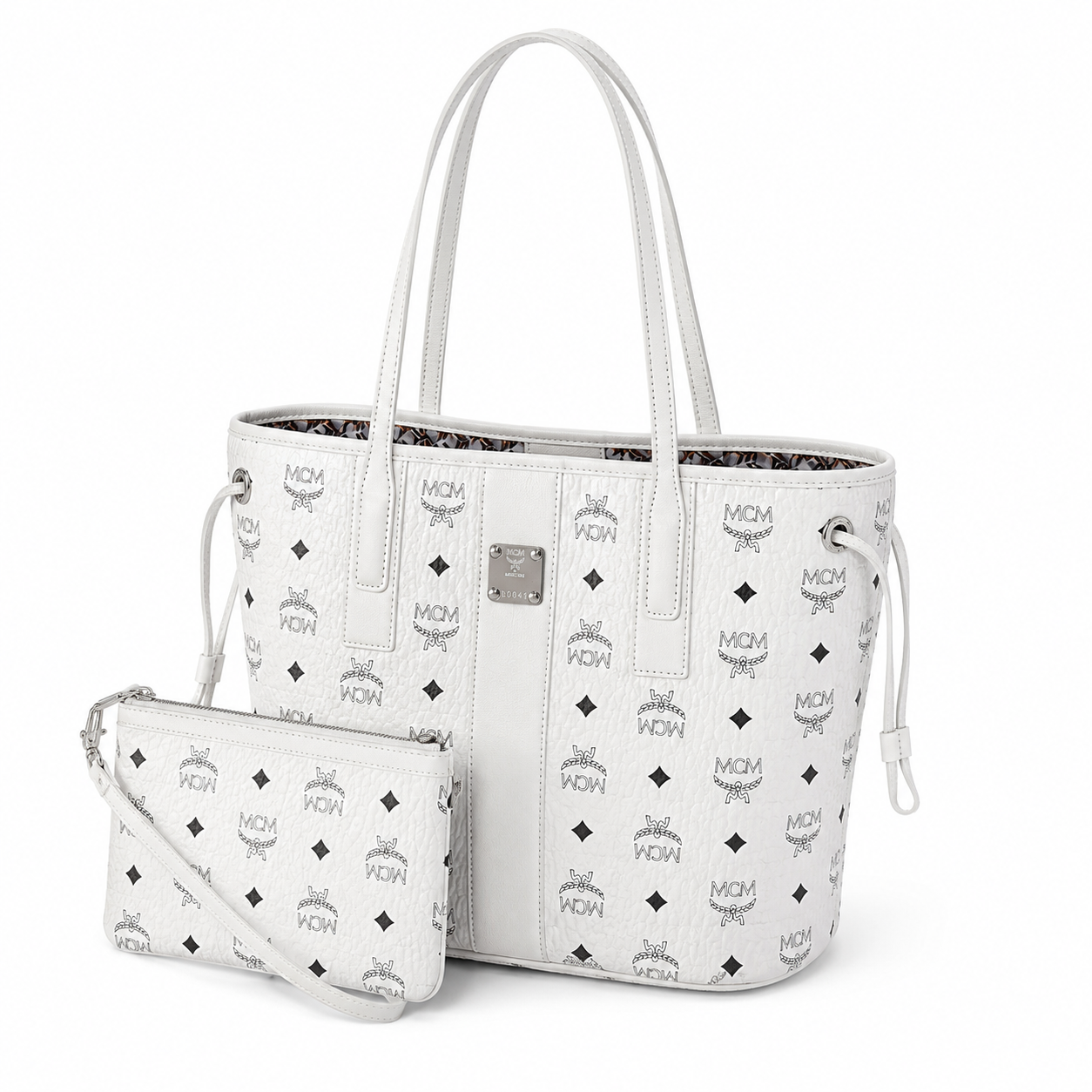 MCM Liz Visetos Medium Tote Bag – White, Reversible, Pouch, MWPAAVI02WT