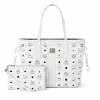MCM Liz Visetos Medium Tote Bag – White, Reversible, Pouch, MWPAAVI02WT
