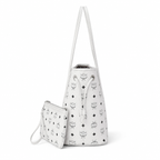 MCM Liz Visetos Medium Tote Bag – White, Reversible, Pouch, MWPAAVI02WT