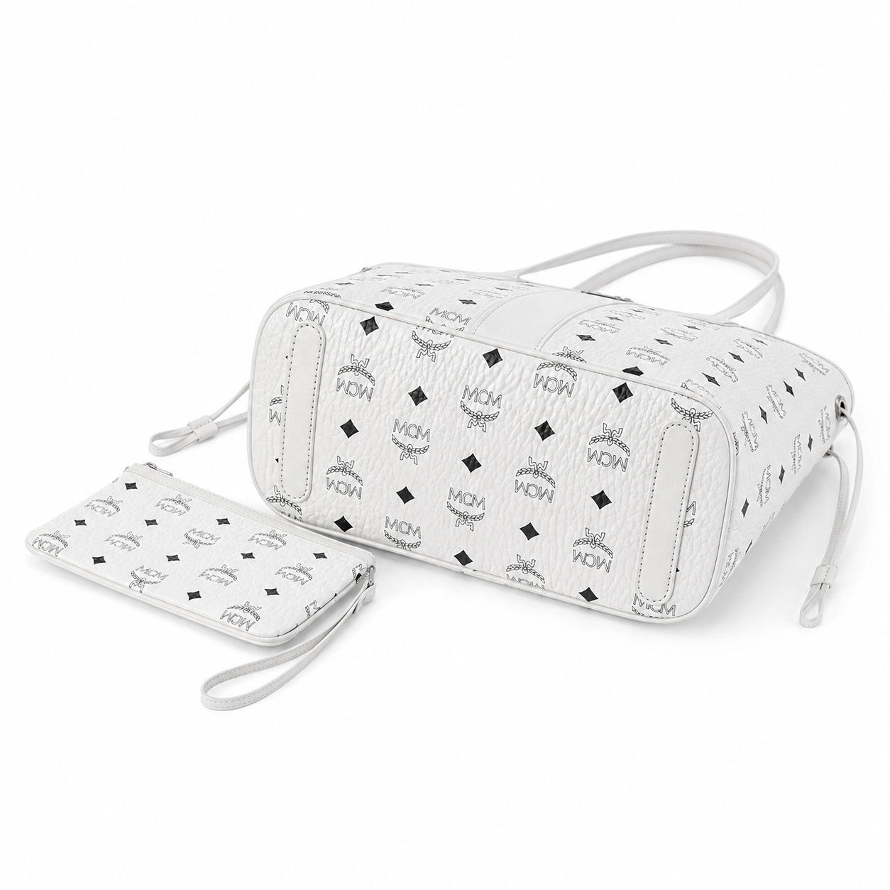 MCM Liz Visetos Medium Tote Bag – White, Reversible, Pouch, MWPAAVI02WT