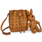 MCM Visetos Mini Bucket Bag with Rabbit Charm – Cognac, MYZ8AXL46CO001