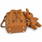 MCM Visetos Mini Bucket Bag with Rabbit Charm – Cognac, MYZ8AXL46CO001