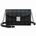 MCM Tracy Visetos Medium Flap Bag – Black, Silver Hardware, MWRBAWO05