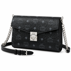 MCM Tracy Visetos Medium Flap Bag – Black, Silver Hardware, MWRBAWO05
