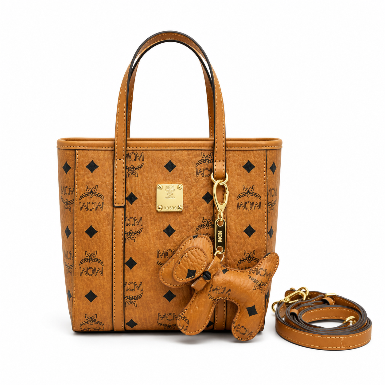 MCM Toni Visetos Mini Tote Bag – Cognac, MWPAATN04 / MWPAATN05