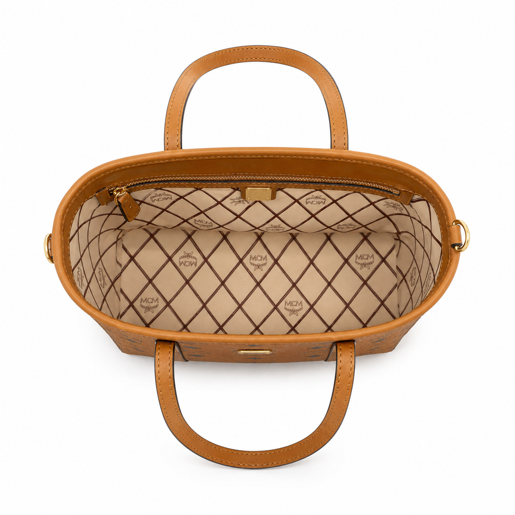 MCM Toni Visetos Mini Tote Bag – Cognac, MWPAATN04 / MWPAATN05