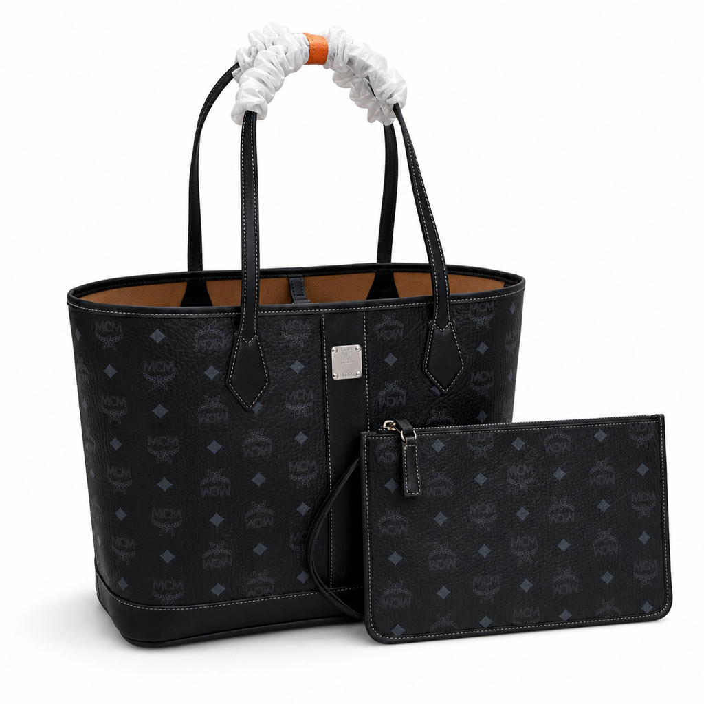 MCM Toni Visetos Medium/Large Tote Bag – Black, Silver, MWPAATN03BK001