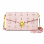 MCM Tracy Visetos Flap Bag – Pink, Gold Hardware, MWRBAWO05 PK001