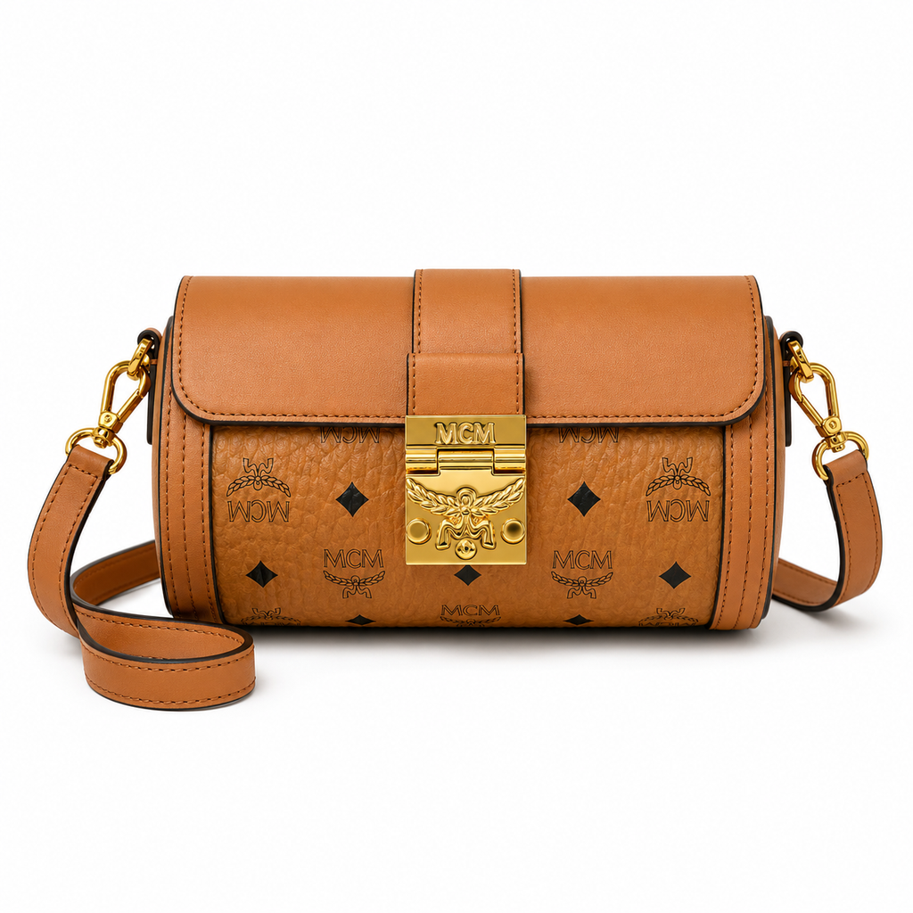 MCM Tracy Visetos Camera Bag – Cognac, Gold Hardware, MWRBSXT01CO001