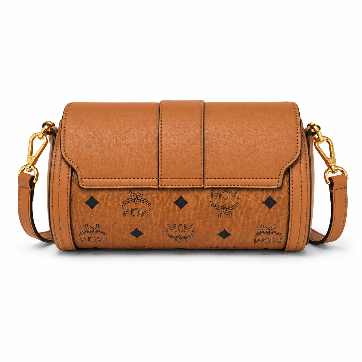 MCM Tracy Visetos Camera Bag – Cognac, Gold Hardware, MWRBSXT01CO001