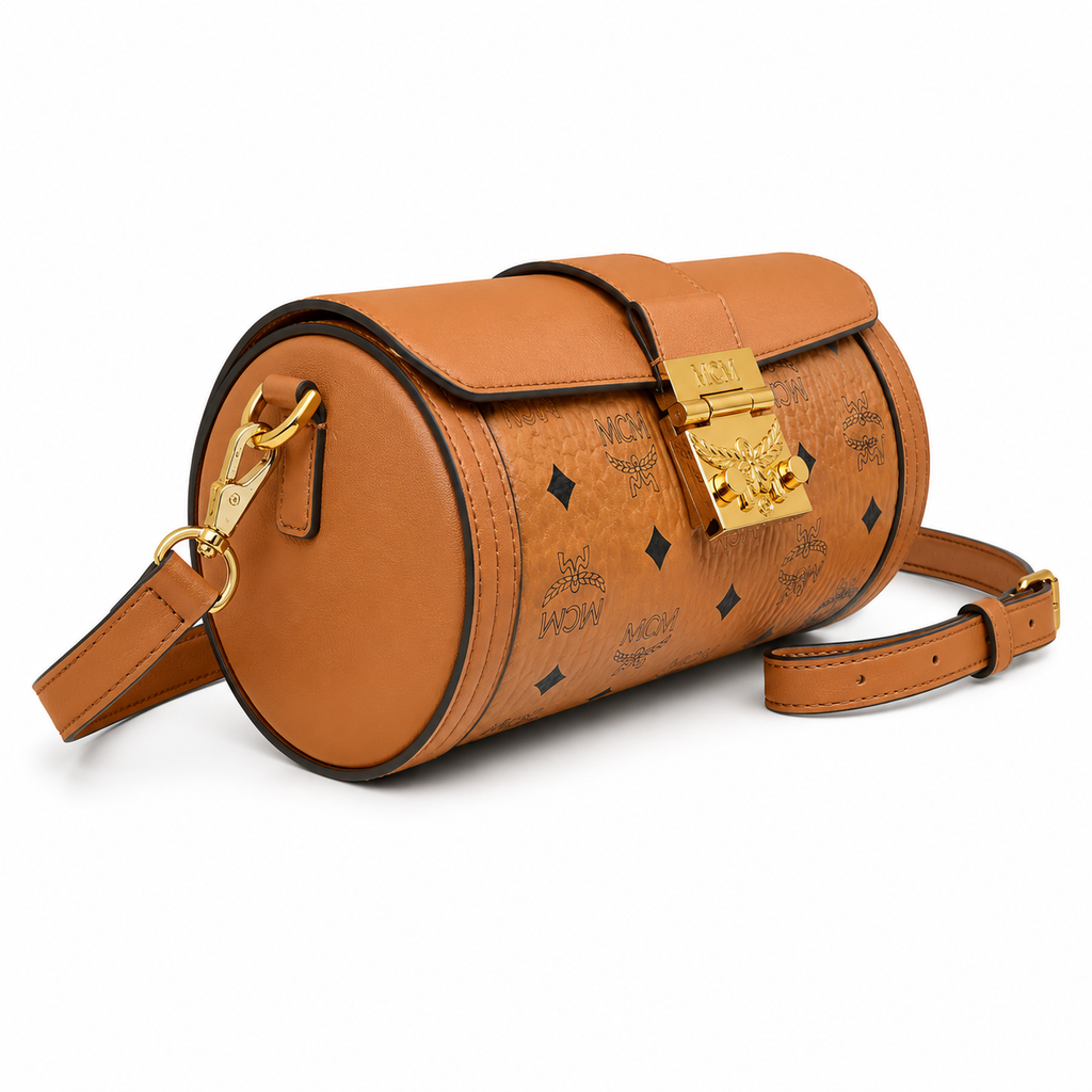 MCM Tracy Visetos Camera Bag – Cognac, Gold Hardware, MWRBSXT01CO001